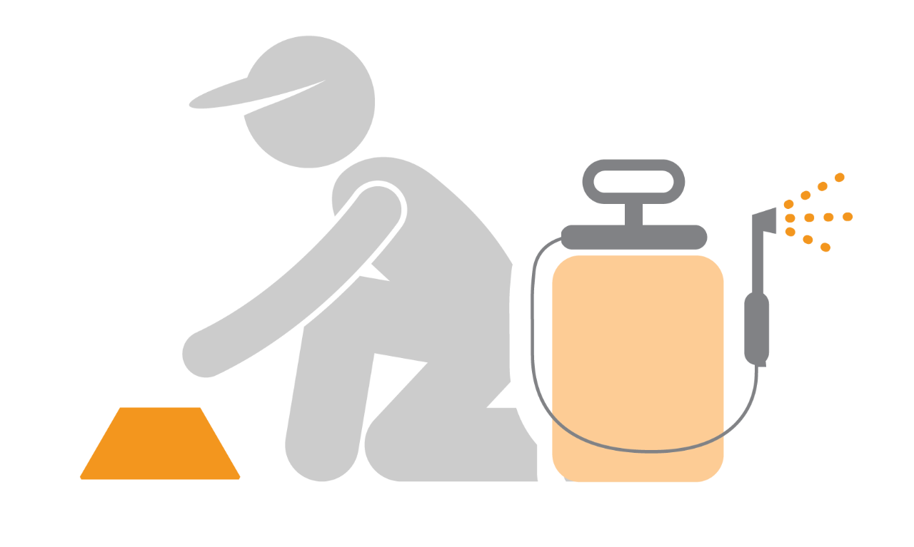 Illustration of a pest control professional getting ready to spray pesticide