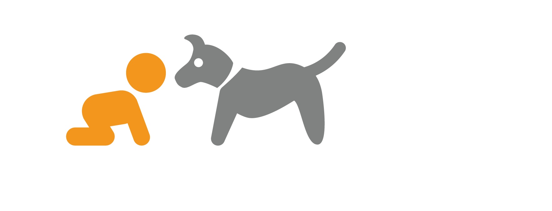 Illustration of a baby playing with dog