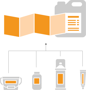 Illustration of a pesticide bottles with lables and instructions